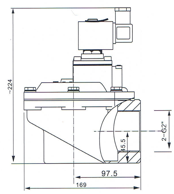 Main Dimension of SCG353A050 ASCO valve for dust collector